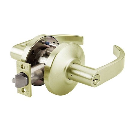 Dorma Storeroom Function, Conventional Cylinder, LC Lever, C Rose, 606 Satin Brass Finish C880-D-LCC-606